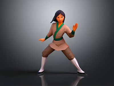 Traditional Martial Arts Costume 3D Model With Classic Design And Pose 3d model