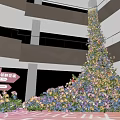 Shopping Mall Atrium Photo Spot With Large Flower Tree And Colorful Flowers