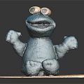 Blue Cookie Monster Plush Doll With Big Eyes Open Arms Sitting On White Mat