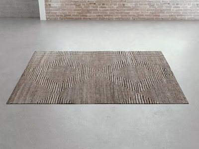 Square Area Rug With Woven Texture And Geometric Pattern In Neutral Tones 3d model