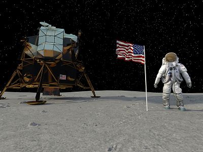 Modern astronauts landed on the moon Apollo moon landing 3d model