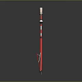 Red Long Pole Weapon With Spiral Saw Blade At The Top 3d model
