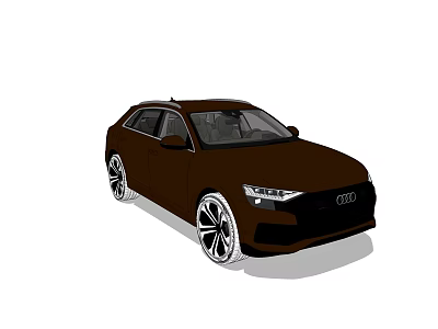 Brown Audi Wagon Car With Modern Design And Sporty Wheels 3d model