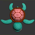 Cute Cartoon Reptile Turtle With Pink Shell Blue Body And 3D Rendered Design