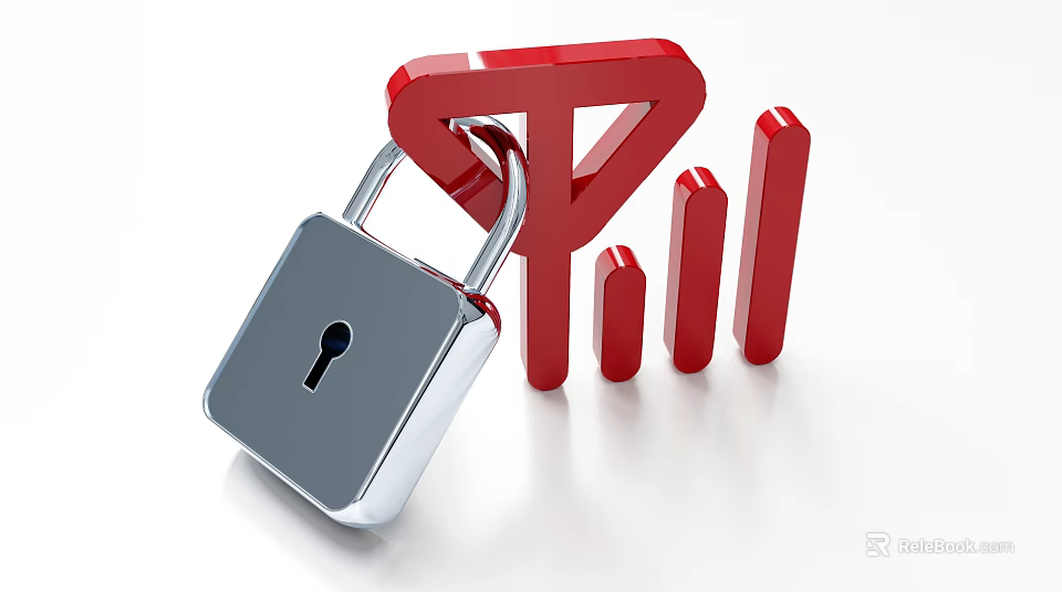 Secure Data Security Concept With Padlock And Red Statistical Graphics 3d model 