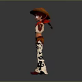Cartoon Cowboy Character With Cow Patterned Pants Red Scarf And Outstretched Arms