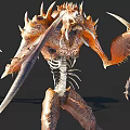 3D Rendered Mythical Monster With Sharp Claws Spiked Armor And Skeletal Structure