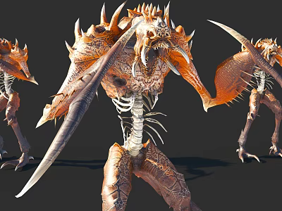 3D Rendered Mythical Monster With Sharp Claws Spiked Armor And Skeletal Structure 3d model