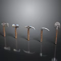Different Types Of Carpentry Equipment With Wooden Handles And Metal Heads