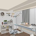 Kids Room Interior With Study Desk Ergonomic Chair Stationery Books And Window Blinds