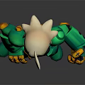 Cartoon Style Game Movie Character With Blonde Hair Green Mecha Armor And Red Goggles