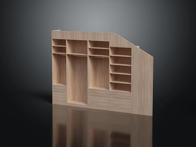 Wooden Storage Cabinet Rack with Multiple Shelves and Drawers for Modern Practical Home Organizing 3d model