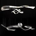 Elegant Unique Modern Chandelier With Sleek Curved Metallic Lines And Artistic Design