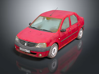 Red Renault Sedan With Shiny Exterior And Classic Design Details 3d model