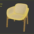 Light Pink Upholstered Chair Featuring Curved Backrest Armrests Wooden Legs And Minimalist Design