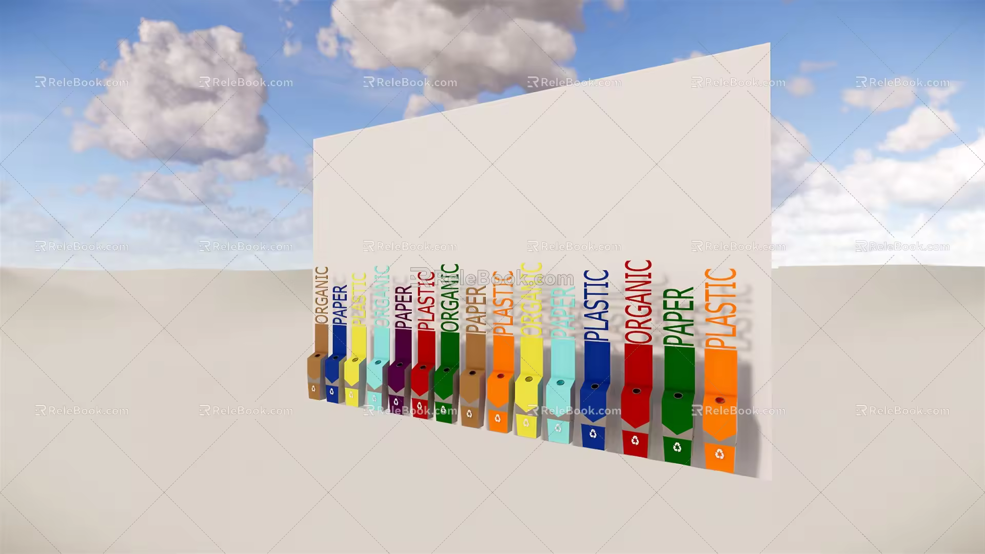 Modern trash can garbage classification creative trash can 3d model