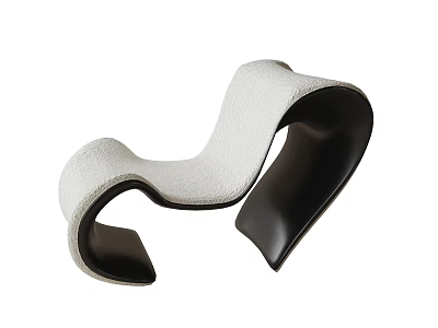 Modern Accent Chair with Cream White and Black Curved Design Soft Fabric for Living Room 3d model