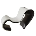 Modern Accent Chair with Cream White and Black Curved Design Soft Fabric for Living Room