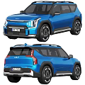 Blue KIA SUV Car Design Front And Rear Views 3d model