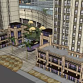 High Rise Residential Buildings With Central Commercial Plaza And Green Spaces