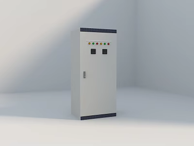 Industrial Equipment Control Cabinet With Control Panel Indicator Lights And Metal Door Handle 3d model