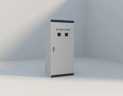 Industrial Equipment Control Cabinet With Control Panel Indicator Lights And Metal Door Handle 3d model