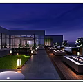 Front Desk Reception Area In Luxurious Lobby With Chandelier Decorative Tree And Columns