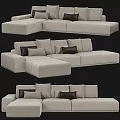 Modern Sectional Sofa Design With Neutral Fabric Plush Pillows And Modular Sections 3d model