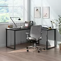 Modern Home Office Desk With Ergonomic Chair Desk Lamp Books Laptop And Potted Plant