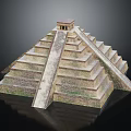 Ancient Step Pyramid Model Featuring Top Temple and Detailed Stone Steps on Black Background 3d model