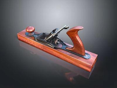 Traditional Wooden Hand Plane With Metal Components And Ergonomic Handle 3d model