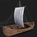 Traditional Wooden Sailing Boat With White Sail And Wooden Hull Design