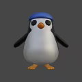 Cute Penguin Game Animated Movie Character With Blue Hat Orange Beak And Feet