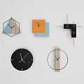 Modern Minimalist Wall Clocks With Wooden Black Orange Blue Circular Hexagonal Designs