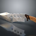 Sharp Tactical Outdoor Knife With Perforated Blade Wooden Handle And Metal Accents