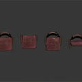 Four Vintage Maroon Armchairs With Wooden Frame And Upholstered Seats