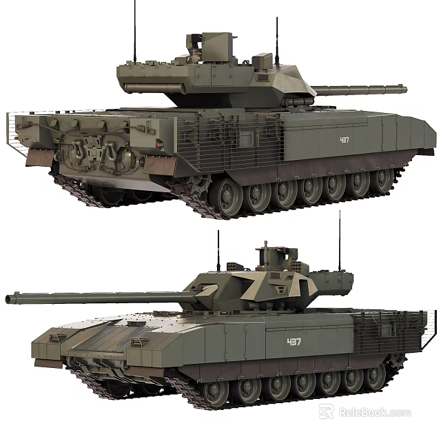 Military Combat Tanks With Turret Cannons Heavy Duty Tracks And Armor 3d model 