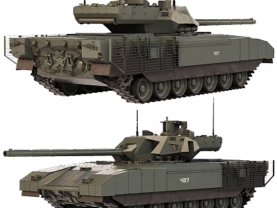 Military Combat Tanks With Turret Cannons Heavy Duty Tracks And Armor 3d model