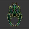 Vibrant Colorful Mythical Creature Character With Green Blue Tentacles And Pink Spikes