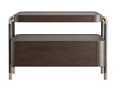 Contemporary Wooden Nightstand With Metal Legs And Modern Sleek Design 3d model