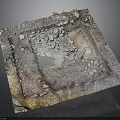 Archaeological Excavation Square Featuring Rubble Holes And Earth Toned Broken Edges