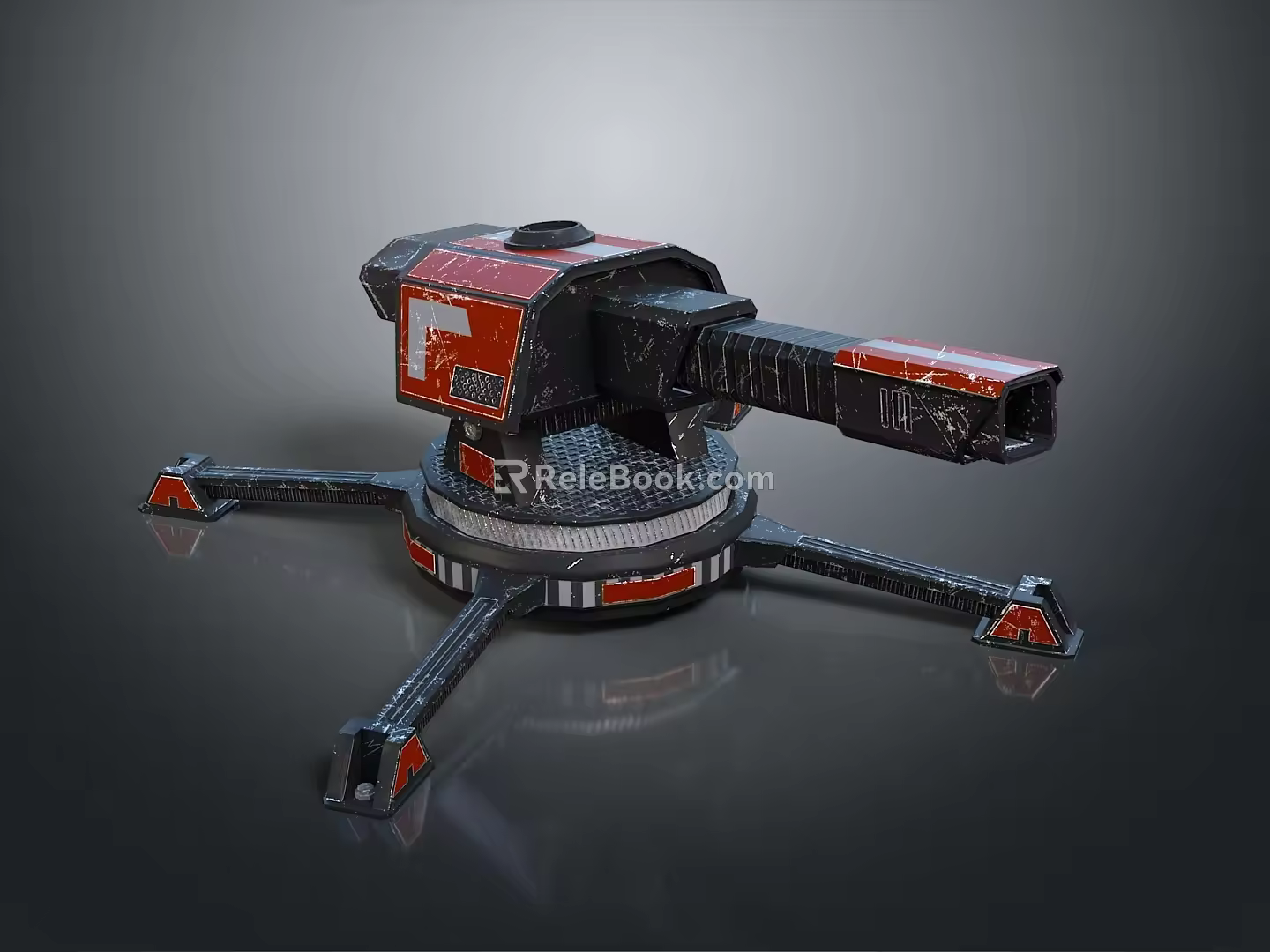 Turret Turntable Railgun Sci-fi Tower Defense Game Tower Defense Sci-fi Turret Game Turret Game Battery 3d model
