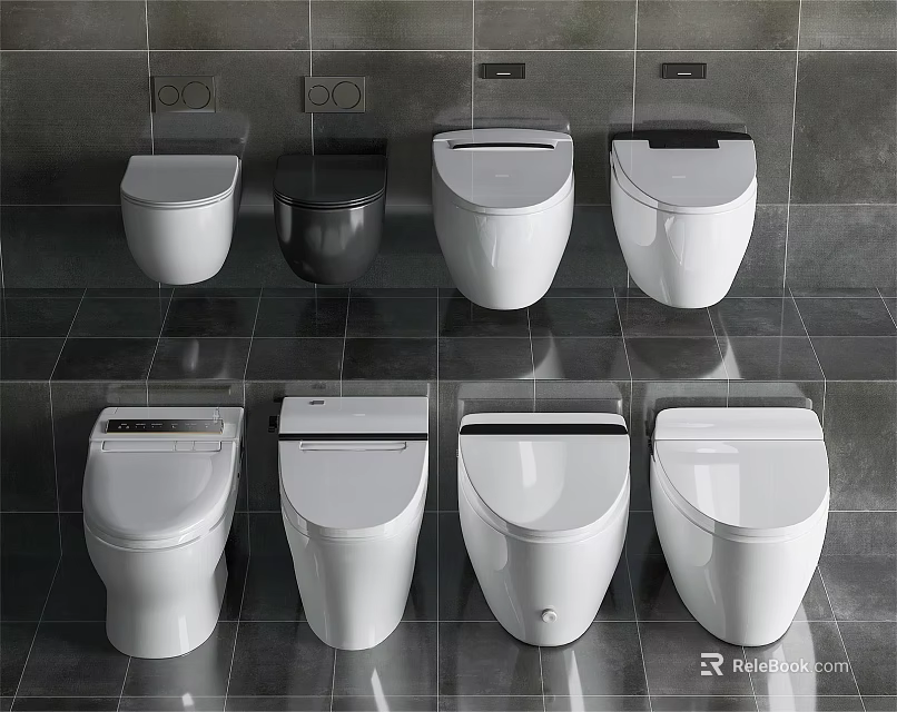 Various Modern Toilet Models Featuring Different Styles And Designs For Bathroom 3d model