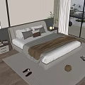 Double Bed Interior Design With Bedside Tables Pendant Lights Large Windows Wooden Floor And Rug