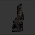 Ancient Terracotta Warrior Sculpture In Kneeling Pose With Intricate Armor Details