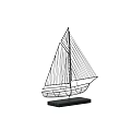 Sailboat Decorative Ornament Set With Line Art Design And Sturdy Base For Home Decor