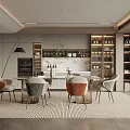 Modern Restaurant Interior With Open Design Dining Table Chairs And Wine Racks