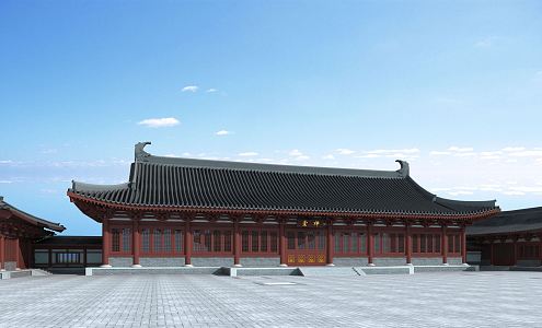 Chinese-style ancient building hall 3d model