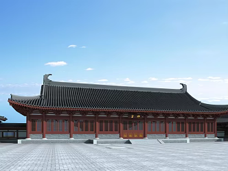 Chinese-style ancient building hall 3d model