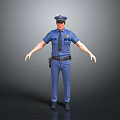 Game Movie Police Character In Blue Uniform With Hat And Belt 3d model